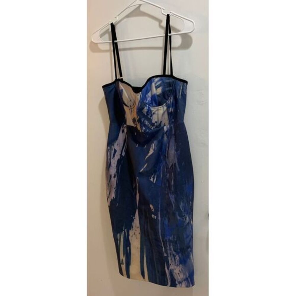 Manning Cartell Blue All Over Print Dress Long Spaghetti Strap Dress Size 10 EUC